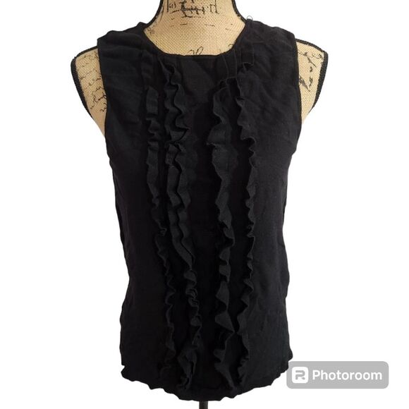 Ann Taylor Loft Sleeveless Sweater Womens SZ Small Ruffle Soft Girl Corporate - Picture 1 of 4
